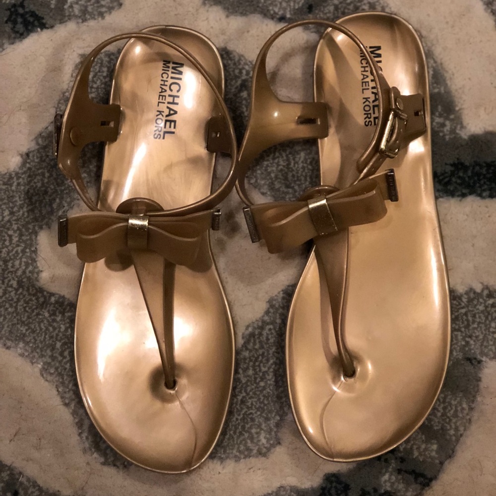 Gold Michael Kors jelly sandals